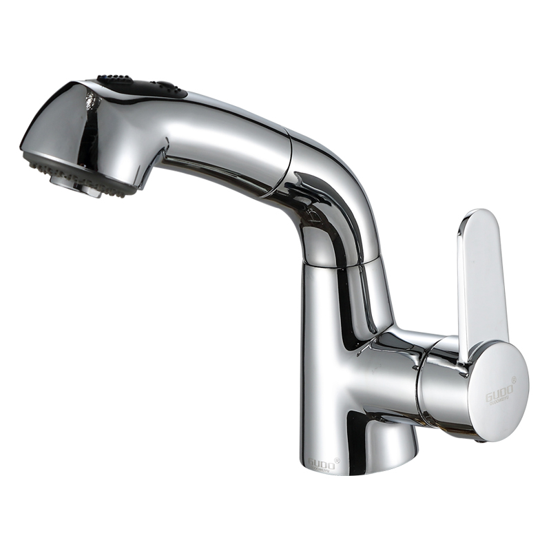 GUDO 古登全铜抽拉单把双控冷热面盆龙头 GD-6147（